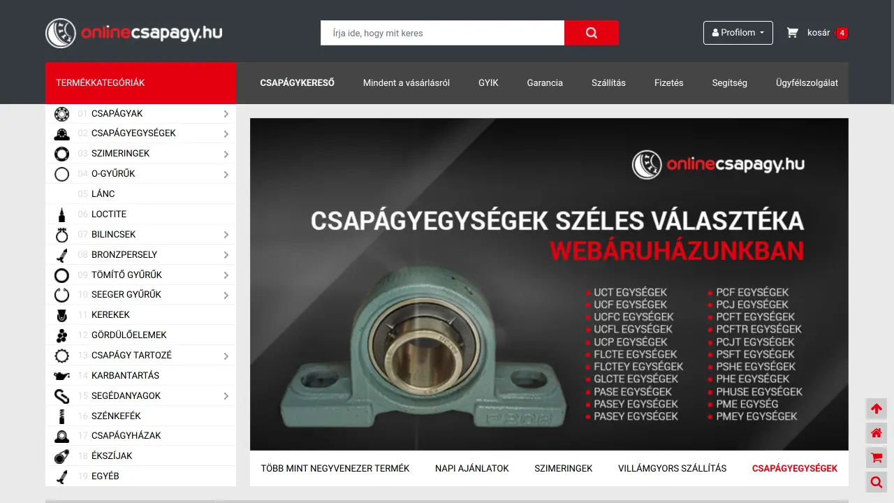 Egyedi Webáruházak - Onlinecsapágy